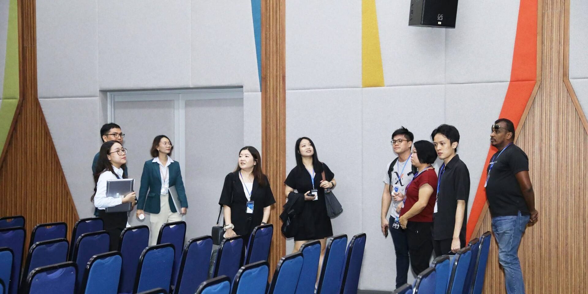 Exploring WellSpring’s theater space (Photo: JDI)