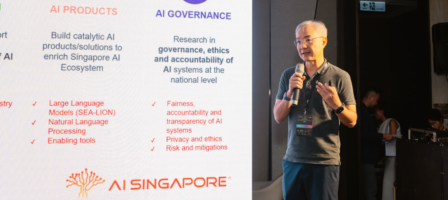 Dr. Leslie Teo, Senior Director of AI Products at AI Singapore, sharing his insights on the emerging opportunities for AI in Southeast Asia. (Photo: JDI)